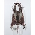 thumbnail image 6 of Womens Halter Vest Tops Summer Sleeveless Open Back Y2K Going Out Tank Tops V Neck Button Up Vest Leopard Print L, 6 of 9