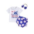 thumbnail image 2 of Aojekbee Baby Girl 3 Piece Summer Set, Baseball Print Short Sleeve Tops Shorts Bow Headband Infant Toddler Outfits, 2 of 10