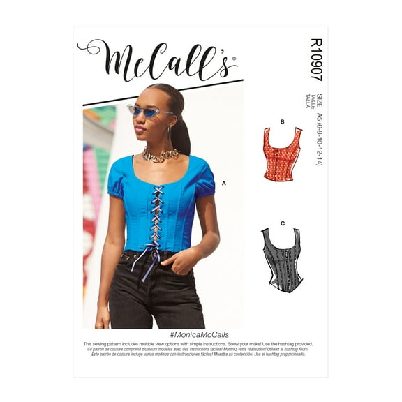 McCall's Sewing Pattern R10907 (8182) - Misses' Tops, Size: F5 (16-18-20-22-24)