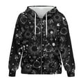 thumbnail image 4 of FOR U DESIGNS Black Galaxy Zipper Hoodies for Women Long Oversized Hooded Cardigan Size XS Long Sleeve Sweatshirt for Women Down-Shoulder Collar Hoodie with Pockets, 4 of 7