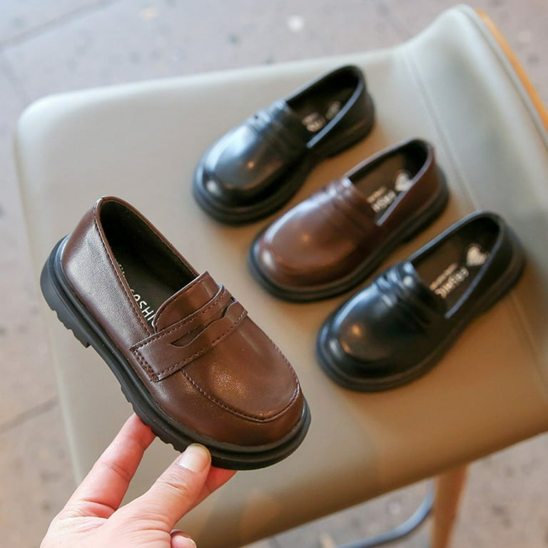 Perroquet Shoes Girls Clunky Penny Loafers - Pecan Brown High-Sheen Leather main image 0