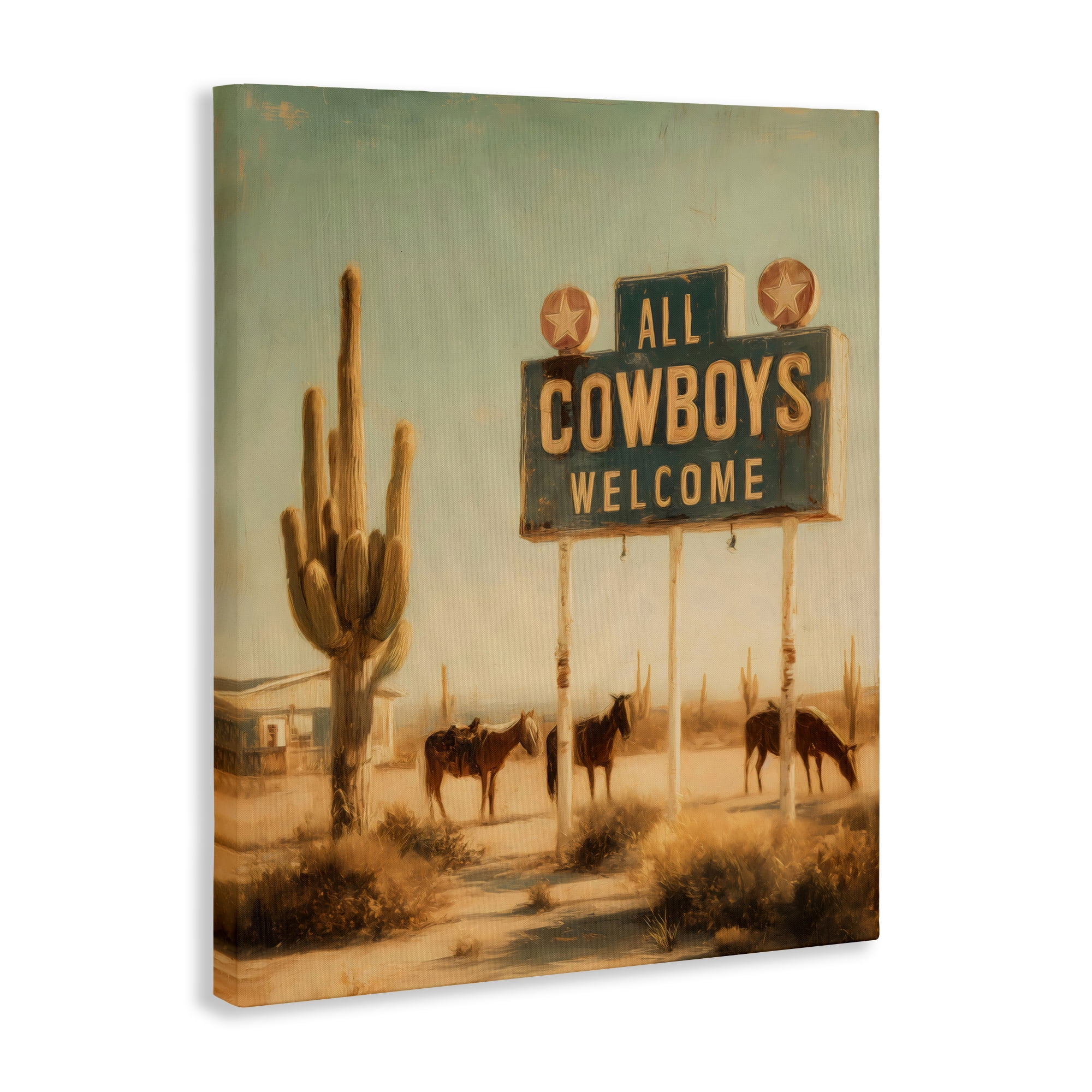 Stupell Industries All Cowboys Welcome Desert Canvas Wall Art, design by Arlington Prints
