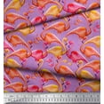 thumbnail image 3 of Soimoi Crepe Silk Fabric Flamingo Bird Printed Fabric 1 Yard 42 Inch Wide, 3 of 3