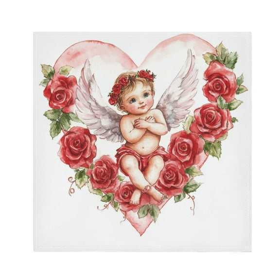 Qxltty Cute Little Angel Cupid Pattern Napkins 20×20in Perfect for Parties Dinners Weddings Cocktail Housewarming Cloth Napkins Set of 6