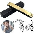 thumbnail image 5 of BLEEUS 24 Holes Portable Harmonica C Key Standard Harmonica Party Favors (Gold) Musical Instruments Supplies (Gold), 5 of 9