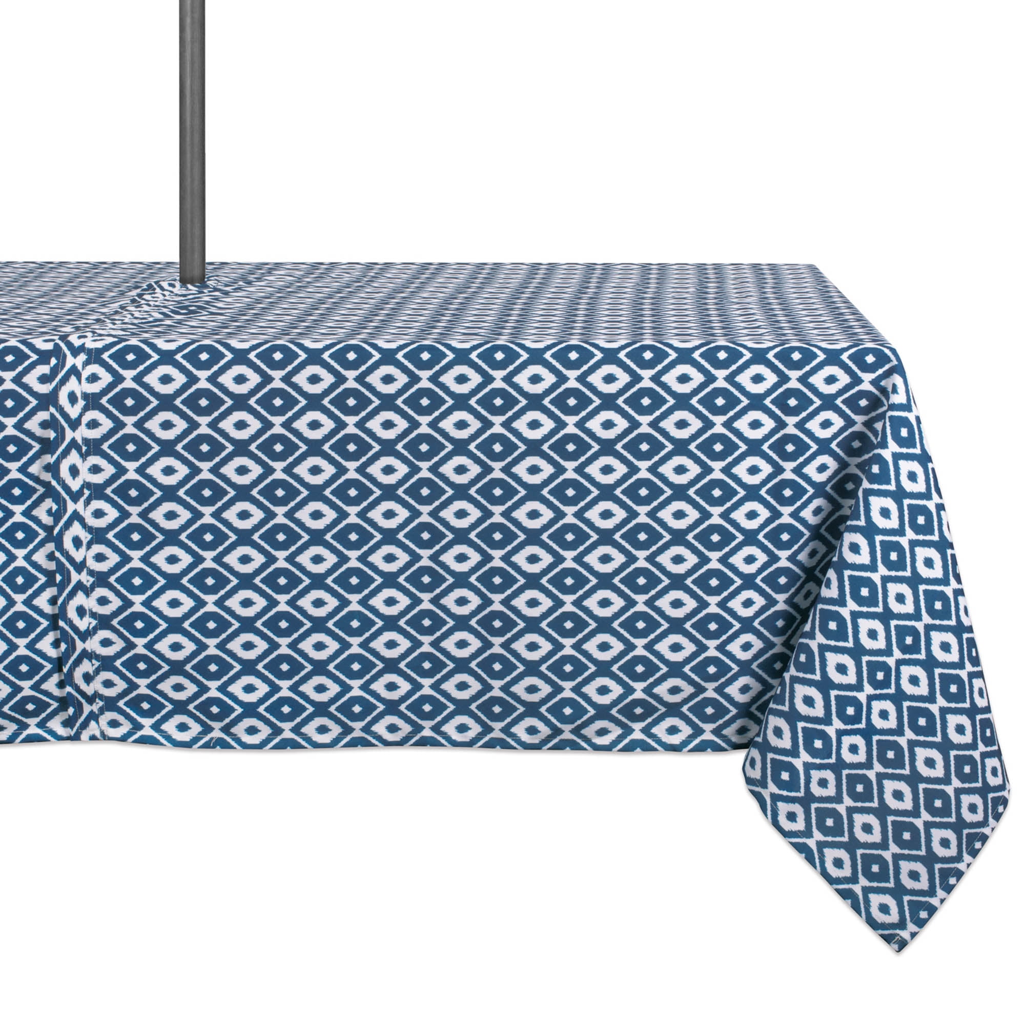 DII Blue Ikat Outdoor Tablecloth With Zipper, 60x120", 100 Polyester