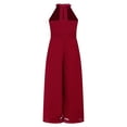 thumbnail image 2 of CHICTRY Kids Girls Halter Neck Backless Romper Outfit Chiffon Sleeveless Wedding Birthday Party Jumpsuit Burgundy 8, 2 of 7