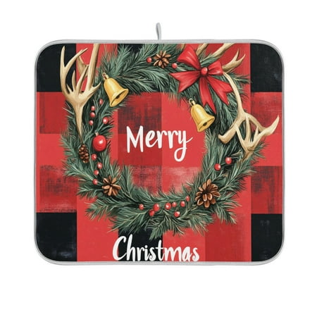 

BZSMCE Dish Drying Mat Elegant Christmas Painting Design Drying Mats