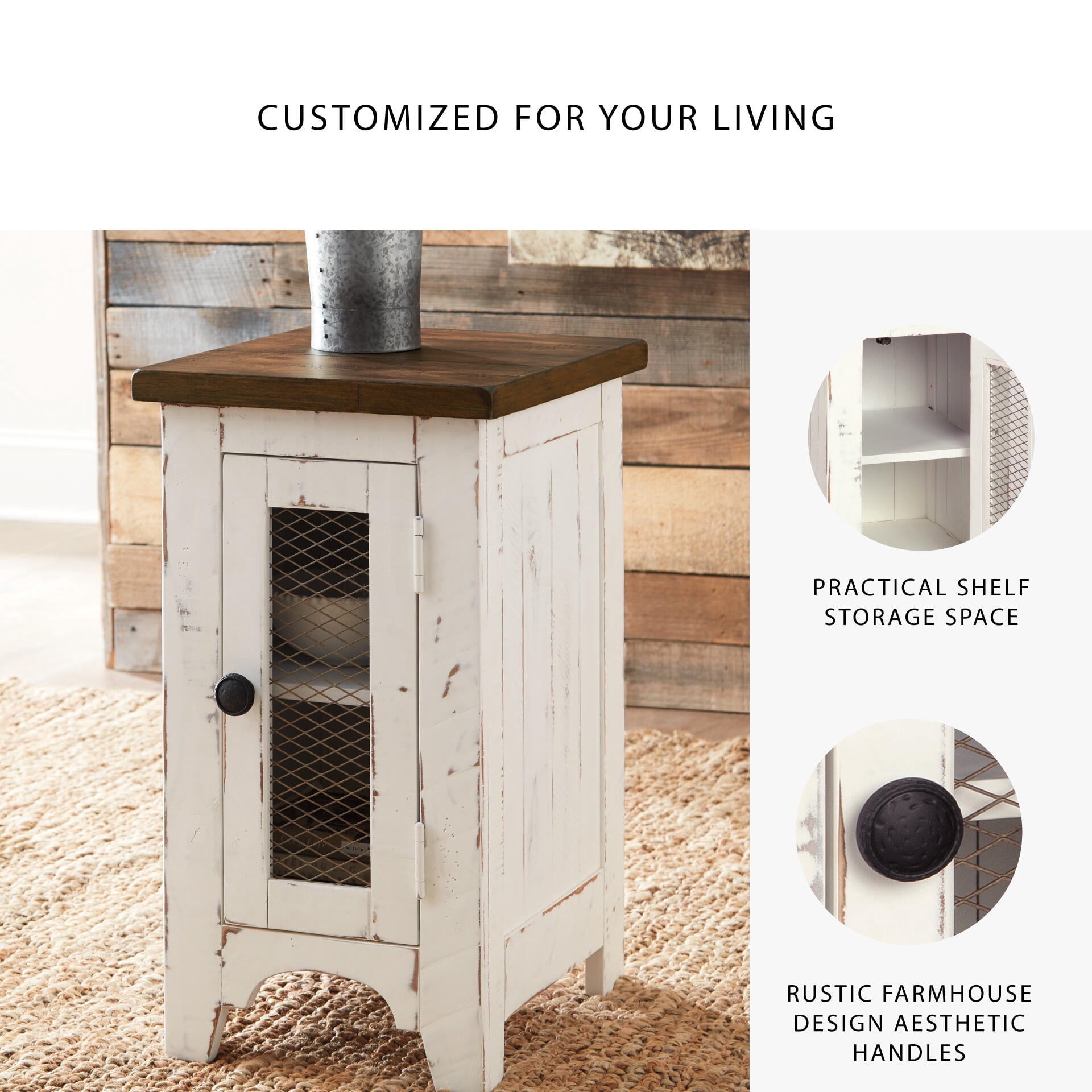 Signature Design by Ashley Casual Wystfield Chairside End Table  White/Brown