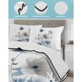 thumbnail image 4 of Quilts Twin-XL Size Bedding Set, Blue Grey Floral Lightweight Quilted Comforter, Watercolor Flowers Farmhouse Soft Reversible Bedspread Coverlet with Pillow Covers for All Season, 68" x 98", 4 of 7