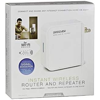 CrystalView Portable Wireless Instant Router Repeater and Range Extender for Computers Tablets Smart Phones Ebook Reader and Gaming Devices