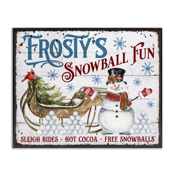 Stupell Industries Farmhouse Frosty's Snowball Fun Black Framed Giclee Art, 14 x 11, by Creatif Belle