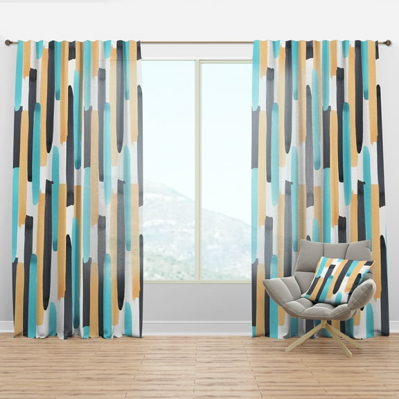 Designart 'Geometrical Abstract Retro I' Mid-Century Modern Curtain Panel