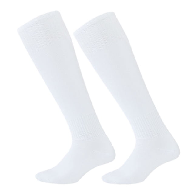 Wosthever Calcetines largos lisos para niños, medias finas de fútbol de algodón y poliéster que absorben el sudor por encima de la rodilla, Uniforme atlético blanco