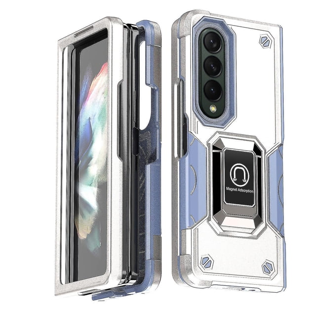 Funda Super Case para Samsung Z Fold 4, compatible con soporte magnético para coche, protección total de 360°, soporte de anillo