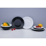 Kitchen Dinnerware Set for Home Harena Black and White Dinnerware Set 18 Pieces for 6 Persons Dinner Plates Soup Bowl Dessert Plates