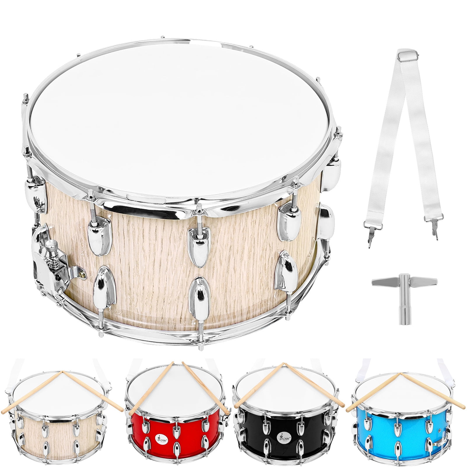 14inch Children Performances Drum March Snares Drum with Adjust Strap & Drumsticks Musical Toy for Student, School