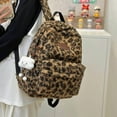 thumbnail image 5 of Fuzzy Cheetah Print Backpack for Women Cute Fleece Shoulder Bag Trendy Aesthetic Bookbag Coquette Daypack for Daily Use Travel, 5 of 6