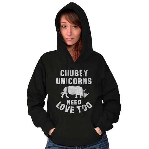 Chubby Unicorns Need Love Too Rhino Hoodie Sweatshirt Women Brisco Brands S