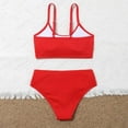 thumbnail image 3 of BULLPIANO Little Girls Two-pieces Tankini Swimwear Bikini Bathing Suit Wireless 2 Piece Swimsuit Solid Color Shoulder Straps Sport Bikini, 3 of 5