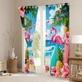 thumbnail image 3 of Manfei Cute Flamingos Kitchen Curtains，Colorful Surfboards Pink Floral Black Out Curtains Pack of 2 (42x63 Each), 3 of 7