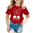 Little Girls Summer Clothes 2Red Toddler Summer Children's Easter Cartoon Bunny Print Short
