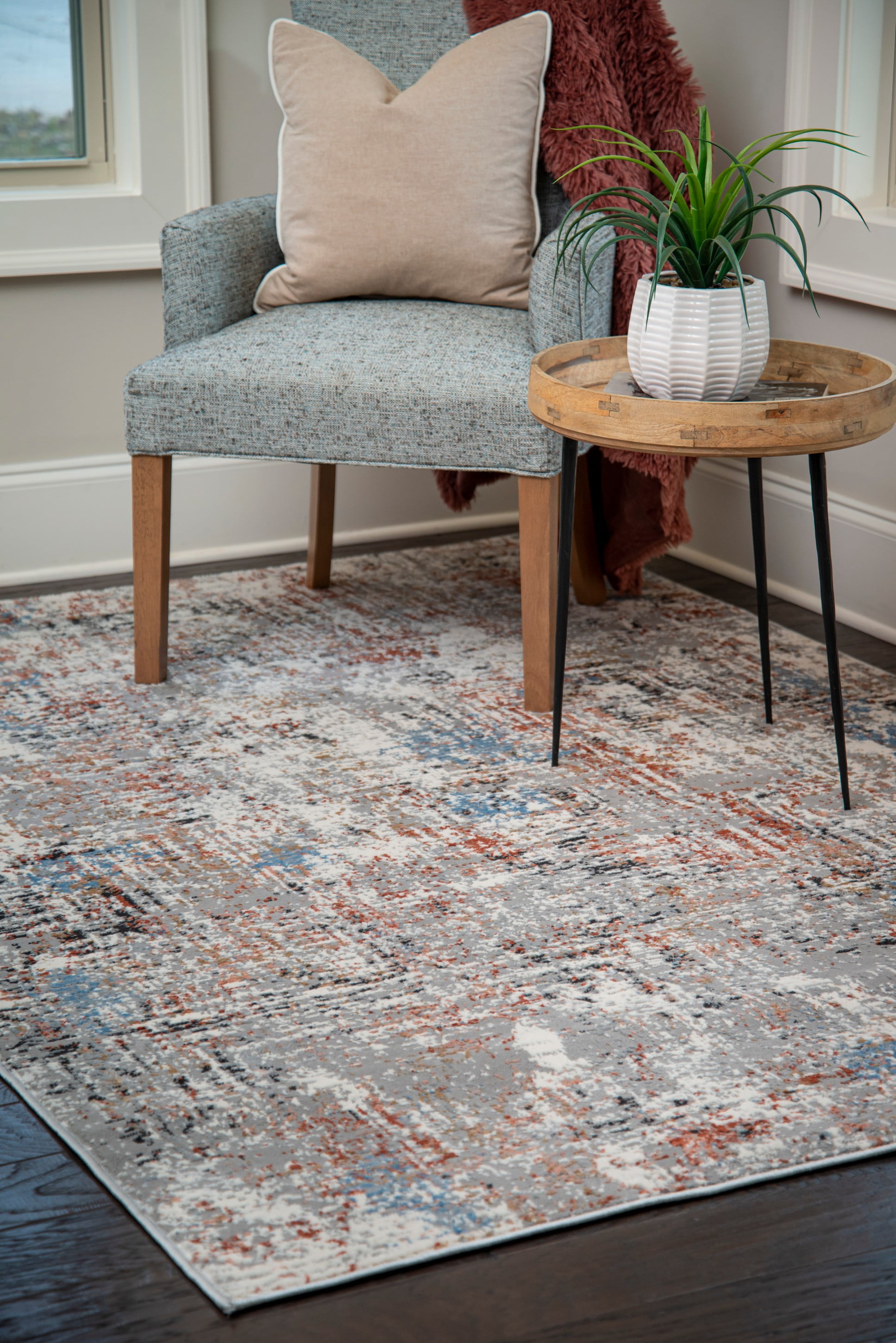 United Weavers Hyperion Telesto Transitional Abstract Runner Rug, Crimson, 2'7" x 7'4"