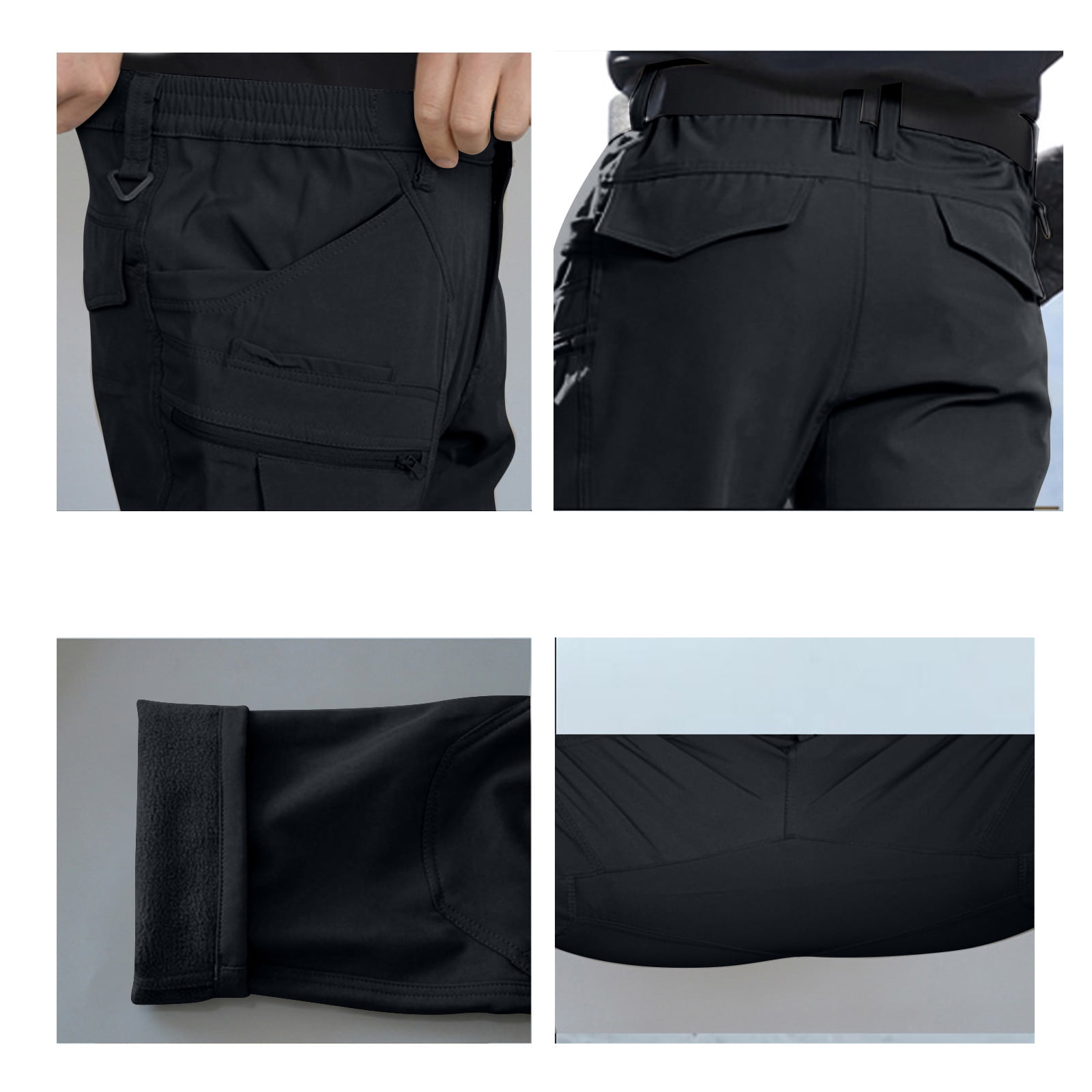 Men's Fleece Lined Tactical Cargo Pants - Insulated Waterproof