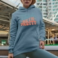 thumbnail image 2 of Tell Me I'm Pretty, Quote for Beautiful Women, Girls or Female, Groovy Retro Wavy Text Merch Gift, Light Blue Hooded Sweatshirt or Hoodie, 2XL, 2 of 5