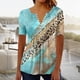 thumbnail image 1 of TaTaai Women's V-Neck Printed Top, Soft Cotton, Relaxed Fit Short Sleeve, Button Accent Ruching, Pullover Style, Casual Daily Wear Spring Summer Multi-Color Options Gift, 1 of 5