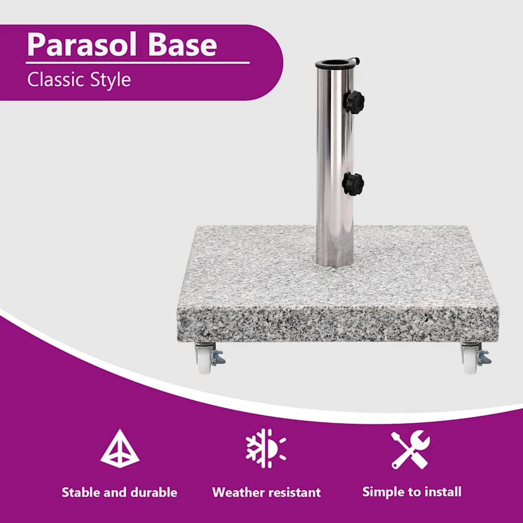 vidaXL 66.1lb Square Umbrella Base with Wheels, Stainless Steel Pipe, 17.7"x17.7" Gray