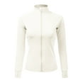 thumbnail image 1 of Doublju Womens Hand Warmer Long Sleeve Full Zip Up Simple Jacket With Plus Size, 1 of 5