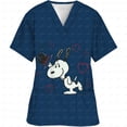 thumbnail image 3 of Ropa de mujer Estampado de dibujos animados de Snoopy Cuello en V Ropa de trabajo para mujer Tops Manga corta Con bolsillos Uniforme médico de enfermería, 3 of 5