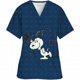 thumbnail image 3 of Ropa de mujer Estampado de dibujos animados de Snoopy Cuello en V Ropa de trabajo para mujer Tops Manga corta Con bolsillos Uniforme médico de enfermería, 3 of 5