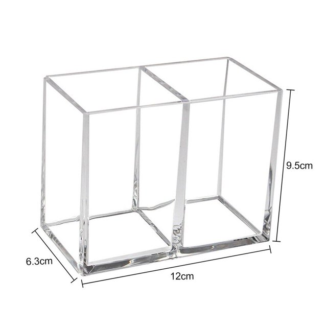 Caja de almacenamiento para brochas de maquillaje, organizador de mesa, transparente, acrílico, 3 agujeros