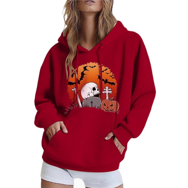 Ailaofu Womens Halloween Sweatshirt Cute Graphic Crewneck Pullover Printed Long Sleeve Fall Outfits Sweatshirts
