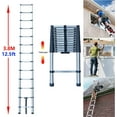 thumbnail image 5 of Telescoping Extension Ladder 12 FT, Stainless Steel Telescoping Ladders for Home, Heavy Duty Collapsible Ladder RV Ladder, Extendable Steps Safety for Household Use & Roofing Business, 330Lb Capacity, 5 of 7
