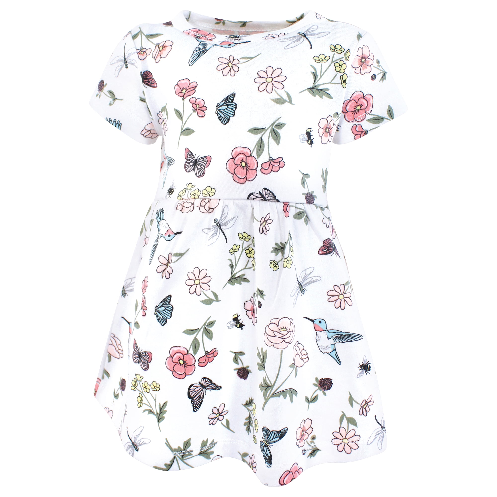Hudson Baby Girls Cotton Dresses, Hummingbird Garden, 12-18 Months