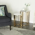 thumbnail image 3 of DecMode 16" x 24" Gold Metal Accent Table with Marble Top, 2-Pieces, 3 of 14