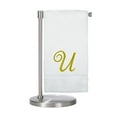thumbnail image 2 of Monogrammed Bath Towel, Personalized Gift, 27 x 54 inches - Set of 2 - Gold Script Embroidered Towel - 100% Turkish Cotton- Soft Terry Finish - for Bathroom or Spa - Script U White, 2 of 3