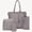 Gray, variant on Women's Vintage Oil Wax Leather 4-Piece Tote Bag Set, Solid Color Top Handle Satchel Crossbody Handbags for Daily Commute Black