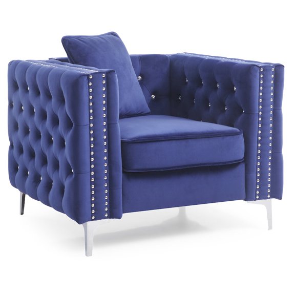 Glory Furniture Paige Accent Chair in Blue Color