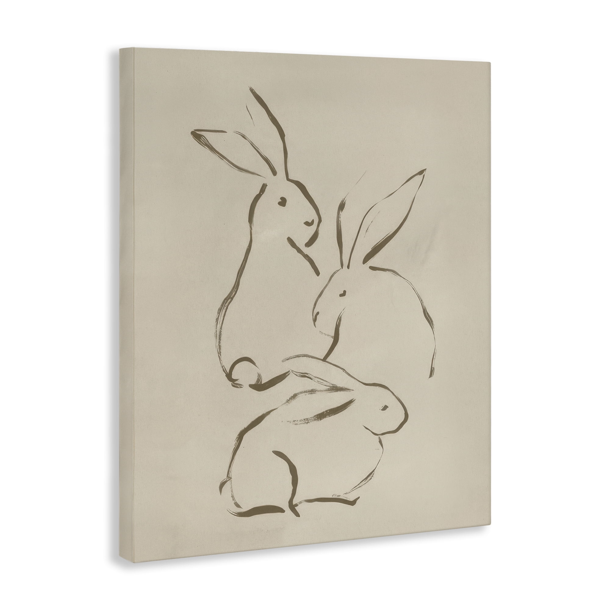 Stupell Industries Earthtone Bunny Sketch Animals Drawing Wrapped Canvas Art Print Wall Art, 36 x 48