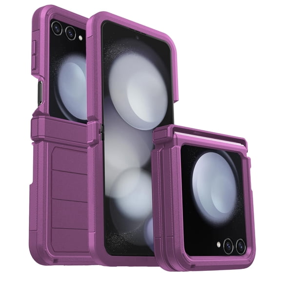 Asuwish Compatible with Samsung Galaxy Z Flip 5 5G 2023 Phone Case Hybrid Rugged Shockproof Hard Protective Drop Proof Full Body Heavy Duty Mobile Cell Cover for ZFlip5 Z5 G Flip5 5Z Women Men Purple