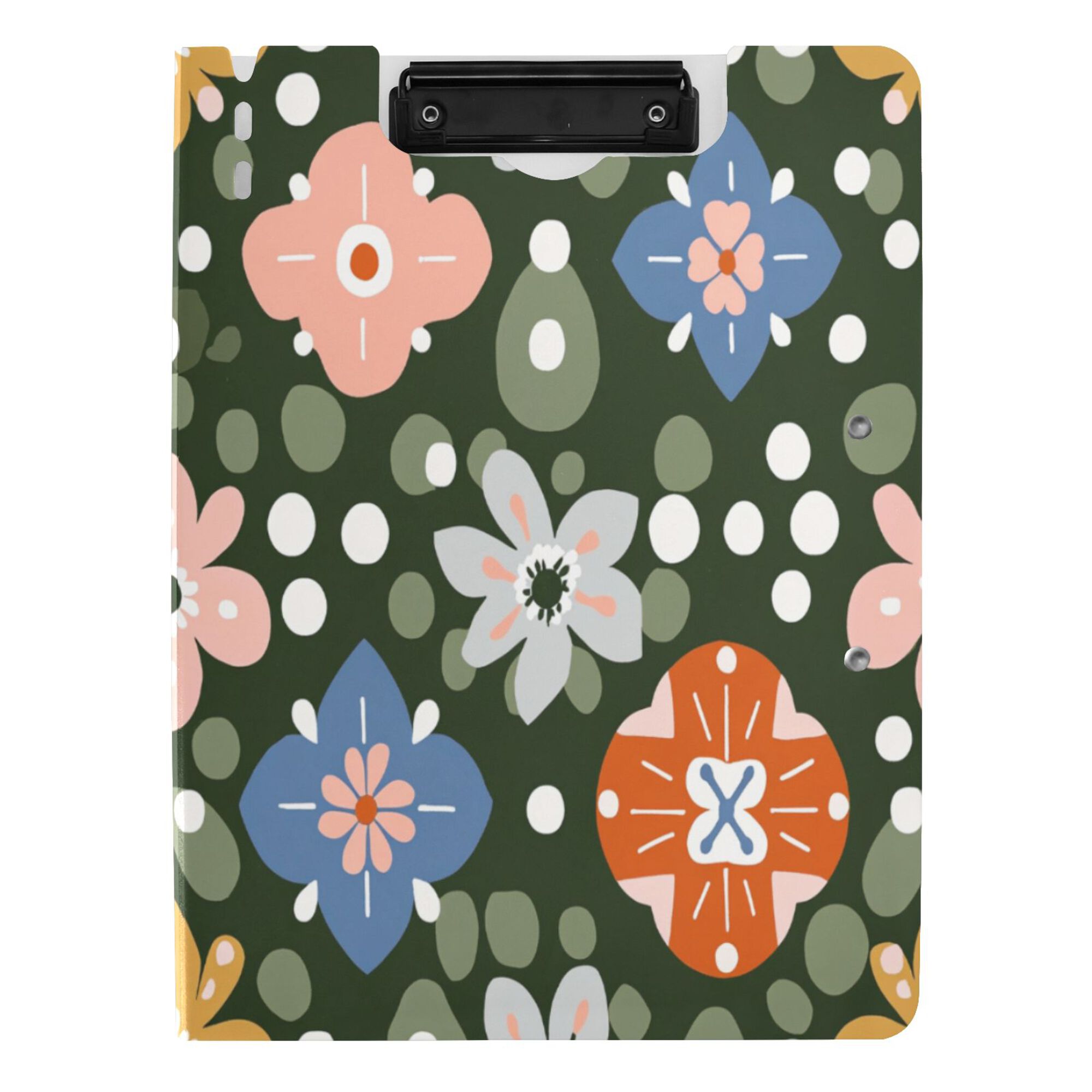 FORMRS A4 Clipboard Folder with Pen Holder Horizontal Foldable School Office Binder, Blue Geometric Flowers