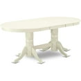thumbnail image 3 of HomeStock 7 Piece Kitchen Table & Chairs Set Consist of an Oval Dining Table with Leaf and 6 Gray Linen Fabric Upholstered Chairs, 40x76 Inch, Linen White, 3 of 7