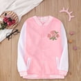 thumbnail image 4 of Tiijoy Toddler Girl's Bomber Jacket Flower Print Baseball Sweatshirt Coat, Sizes 4-5, 4 of 6