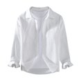 thumbnail image 1 of Camisas s Para Hombre Slim Fit Camisa de manga larga de color sólido informal con solapa para hombre (White, XXL), 1 of 3