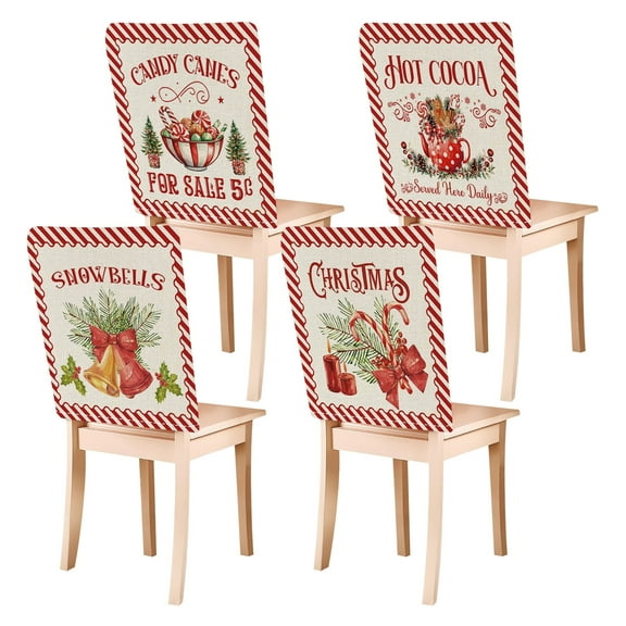 HonorHut Printed Seat Cover Linen Chair Back Covers Non Slip Washable Back Slipcovers Decorative Dining Back Chair Cover Furniture Protector 4 Pack