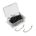 thumbnail image 1 of 100 Worm Hooks Barbed Big Hook - Black, 2# 2, 1 of 9